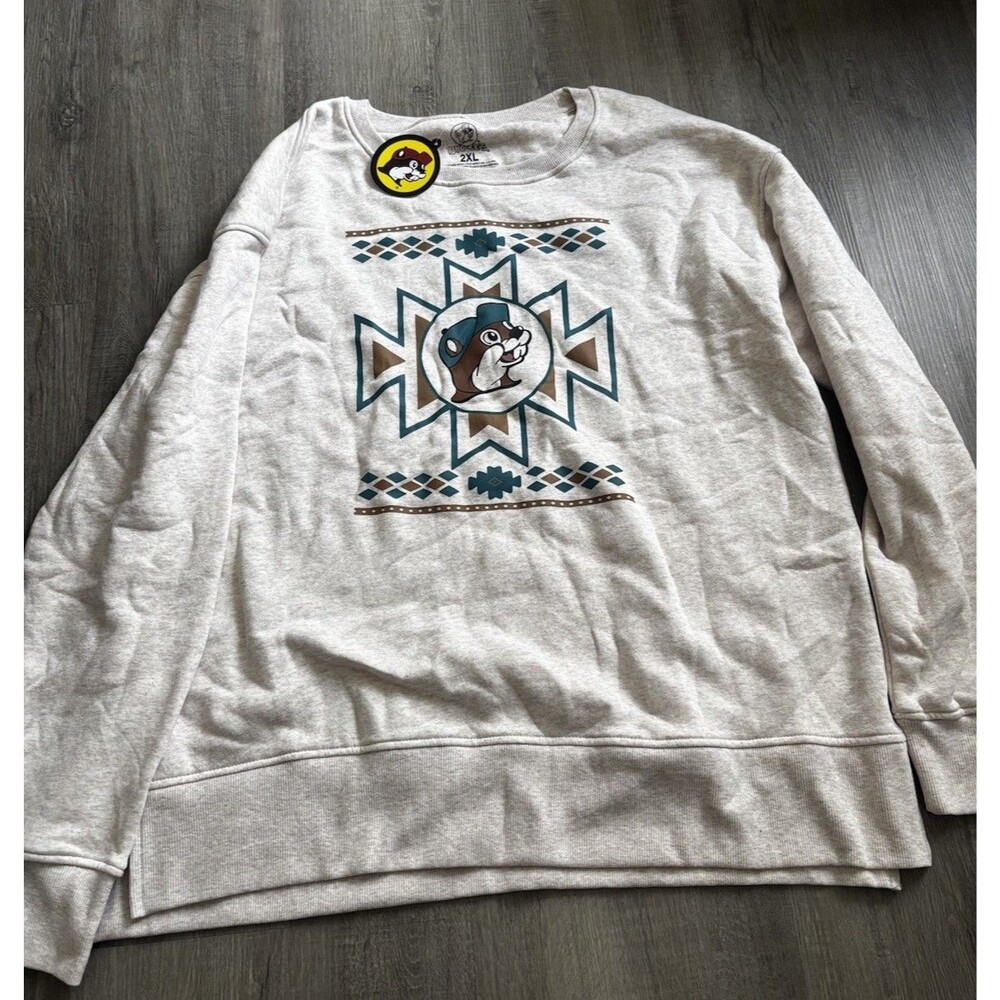 Iconic Buc-ee’s Women’s 2XL Aztec Print Crew Neck Sweatshirt In Beige